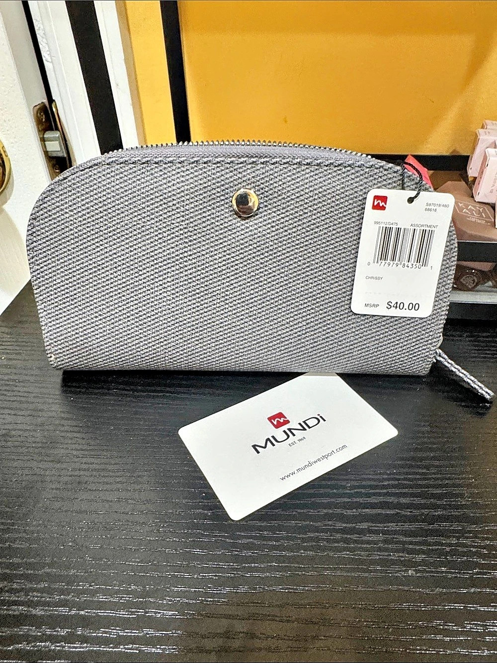 Mundi zip-around wristlet wallet Gray & Beige NWT